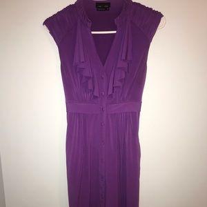 Cap sleeve front button dress with belt